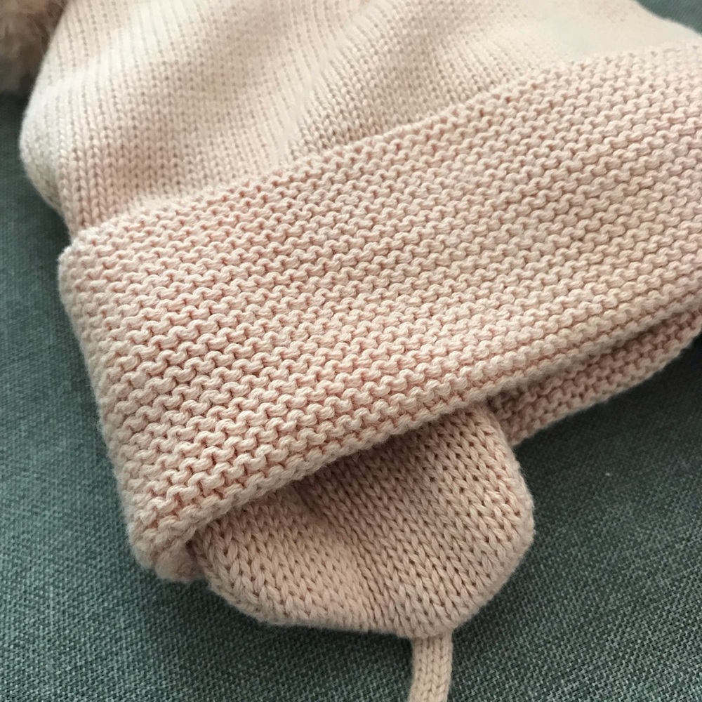 Adorable Light Pink Kids Hat with Pom-Poms - Picture 3 of 4